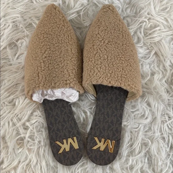 MICHAEL MICHAEL KORS Renee Pointed Toe Slip On Faux Fur Mule Slippers Shoes 10 - Picture 7 of 13